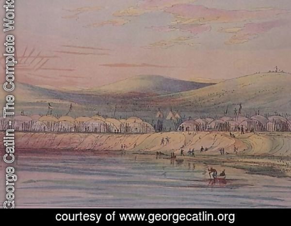 George Catlin - Riccaree village,  Native American Indian