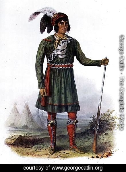 George Catlin - Osceola or 'Rising Sun', a Seminole Leader, 1838, illustration from 'The Indian Tribes of North America