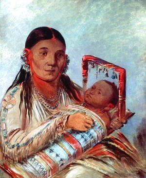 George Catlin - Sioux mother and baby, c.1830