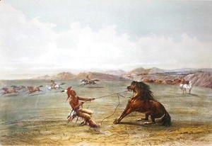 George Catlin - Osage hunters catching wild horses
