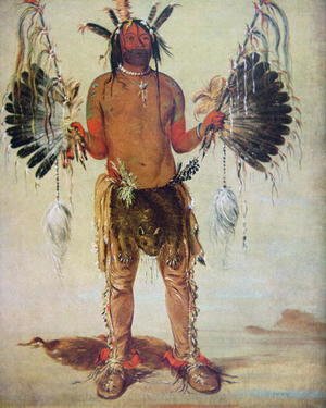 George Catlin - 'Old Bear' medicine man of the Mandan Tribe, from a painting of 1832