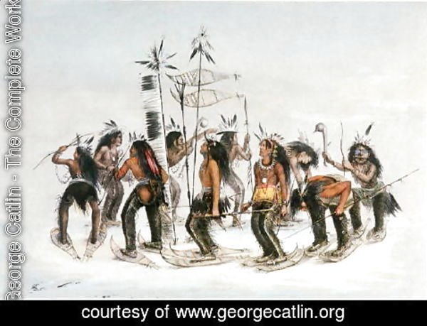 George Catlin - The Snow-Shoe Dance: To Thank the Great Spirit for the First Appearance of Snow