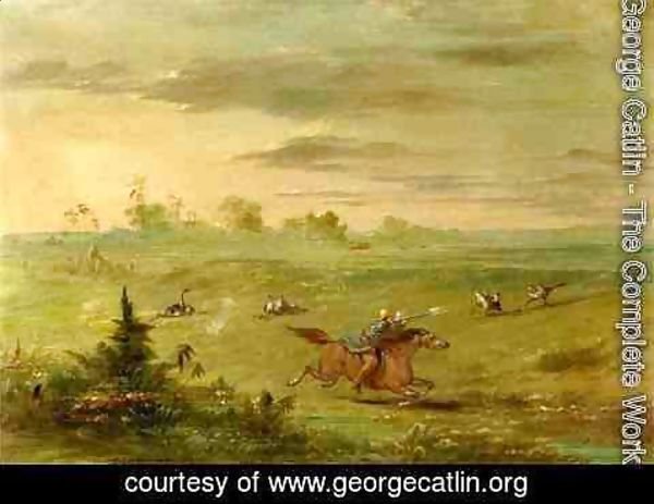 George Catlin - Ostrich Chase, Buenos Aires