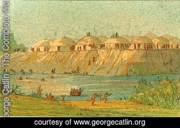 George Catlin - A village of the Hidatsa tribe at Knife River