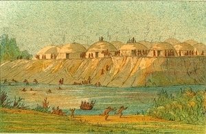 George Catlin - A village of the Hidatsa tribe at Knife River