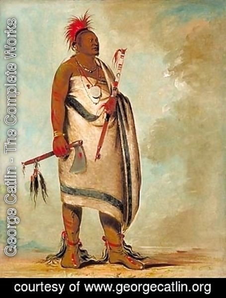 George Catlin - Shonka Sabe (Black Dog). Chief of the Hunkah division of the Osage tribe