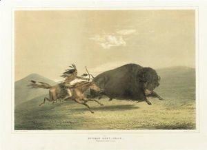 George Catlin - Buffalo Hunt, Chase And Antelope Shooting