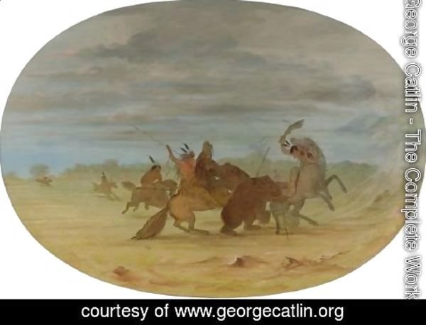 George Catlin - Indians Hunting The Grizzly Bear
