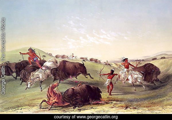 Buffalo Hunt, plate 7 from Catlin's North American Indian Collection