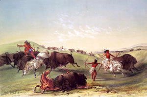 George Catlin - Buffalo Hunt, plate 7 from Catlin's North American Indian Collection