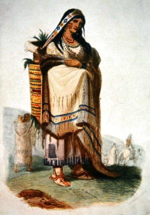 George Catlin - Sioux mother with baby in a cradleboard