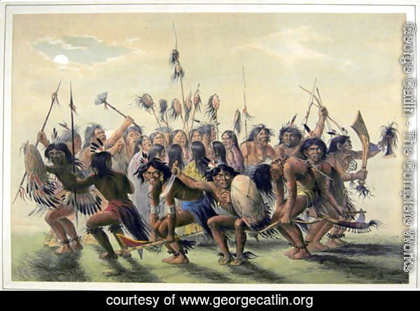 Native Americans performing a tribal group dance