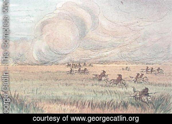 George Catlin - Missouri prairie fire