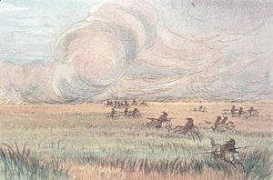 George Catlin - Missouri prairie fire