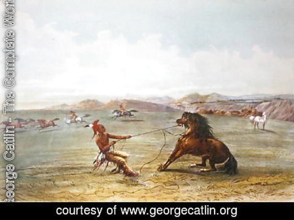 George Catlin - Osage hunters catching wild horses