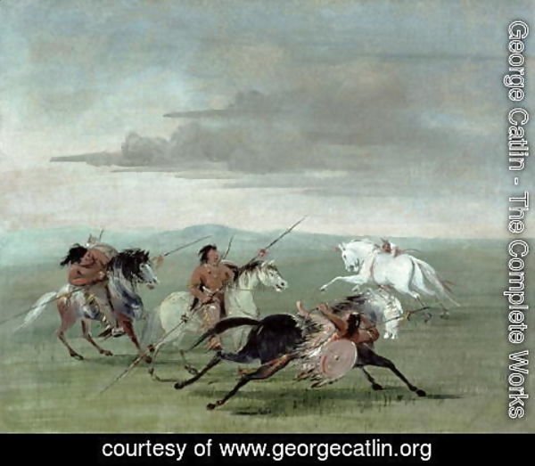 George Catlin - Comanche Feats of Martial Horsemanship, 1834
