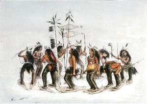 George Catlin - The Snow-Shoe Dance: To Thank the Great Spirit for the First Appearance of Snow