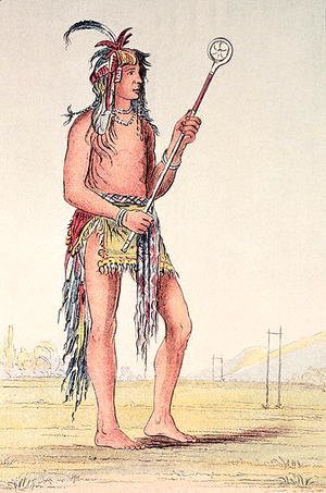 George Catlin - Sioux ball player Ah-No-Je-Nange, 'He who stands on both sides'
