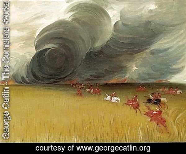 George Catlin - Prairie Meadows Burning